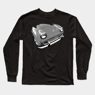 Triumph TR3 British 1950s classic car front quarter monochrome Long Sleeve T-Shirt